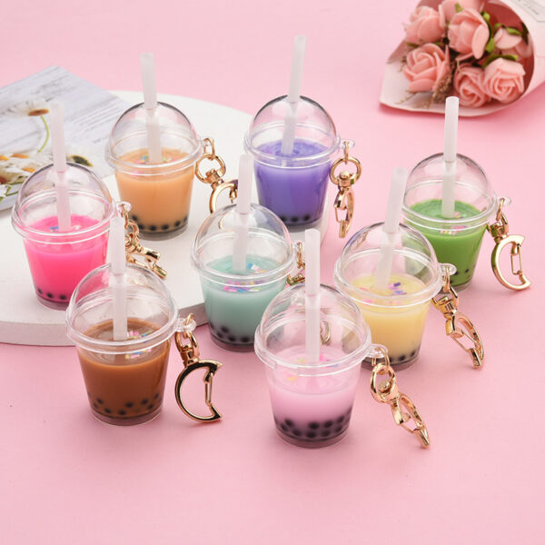 Wholesale Resin Mini Pearl Milk Tea Cup Keychain