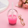 Wholesale Resin Mini Pearl Milk Tea Cup Keychain
