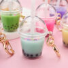 Wholesale Resin Mini Pearl Milk Tea Cup Keychain