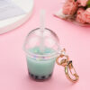 Wholesale Resin Mini Pearl Milk Tea Cup Keychain