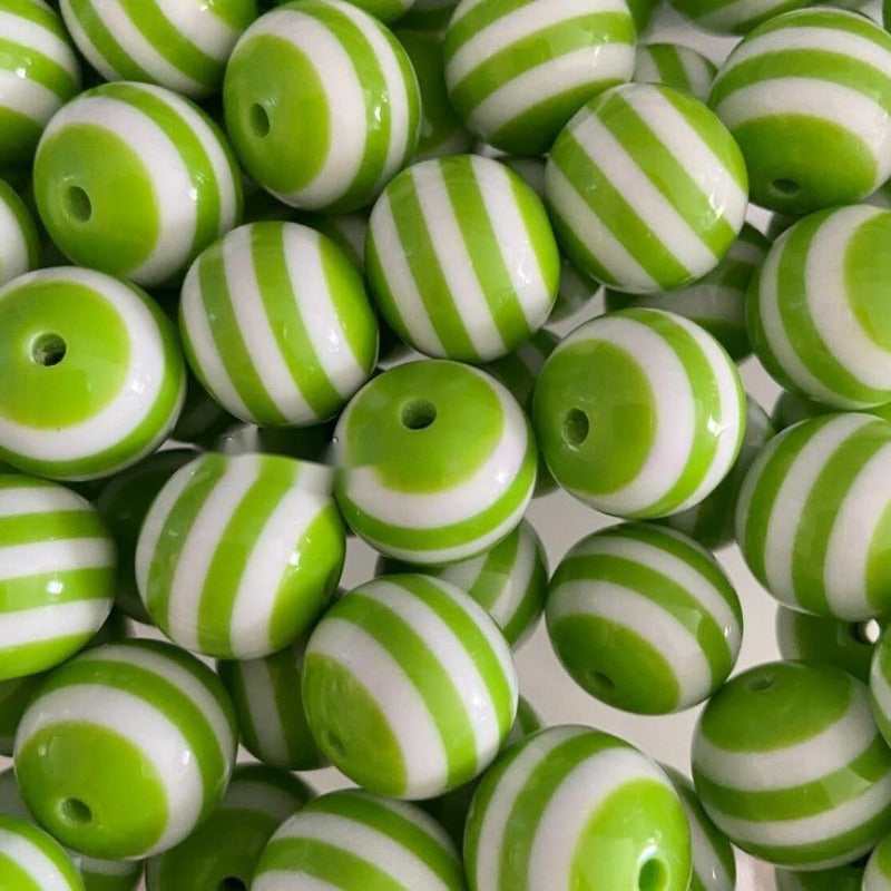 Wholesale 20MM Resin Light Green Striped Beads