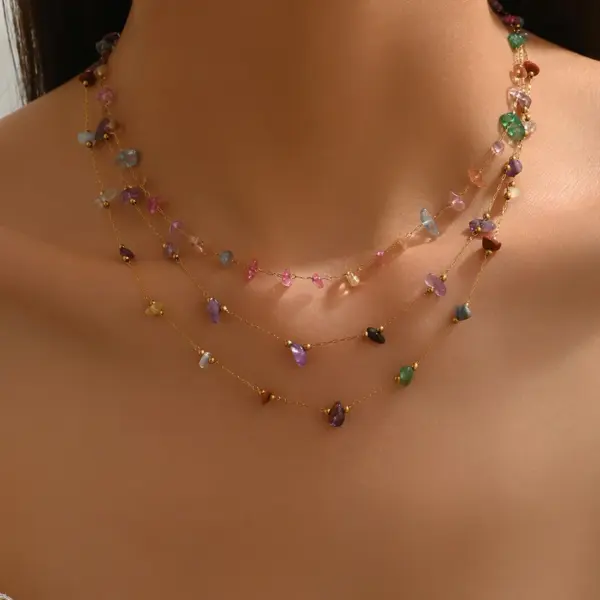 201 Stainless Steel 304 Stainless Steel Plastic Irregular PVD Coated 18K Gold Plated IG Style Wedding Vacation O-shaped Chain Lobster Trigger Clasp Closure Gold Necklace