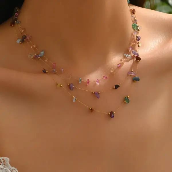 201 Stainless Steel 304 Stainless Steel Plastic Irregular PVD Coated 18K Gold Plated IG Style Wedding Vacation O-shaped Chain Lobster Trigger Clasp Closure Gold Necklace