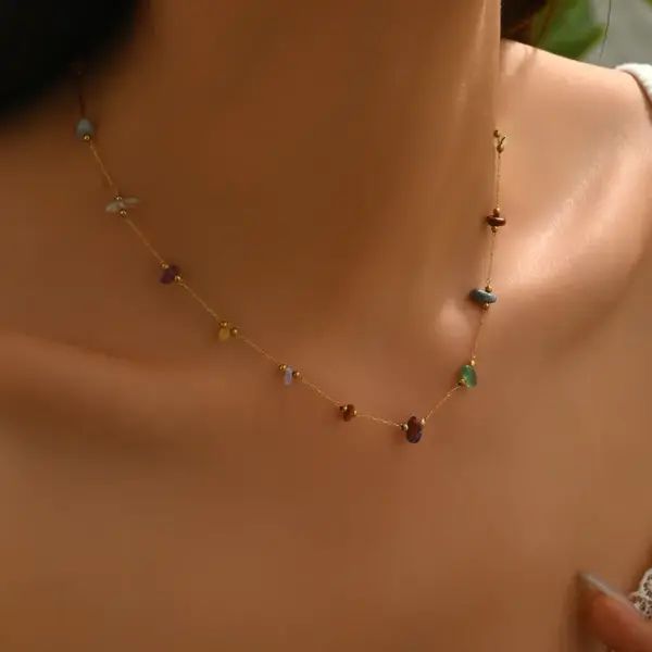 201 Stainless Steel 304 Stainless Steel Plastic Irregular PVD Coated 18K Gold Plated IG Style Wedding Vacation O-shaped Chain Lobster Trigger Clasp Closure Gold Necklace