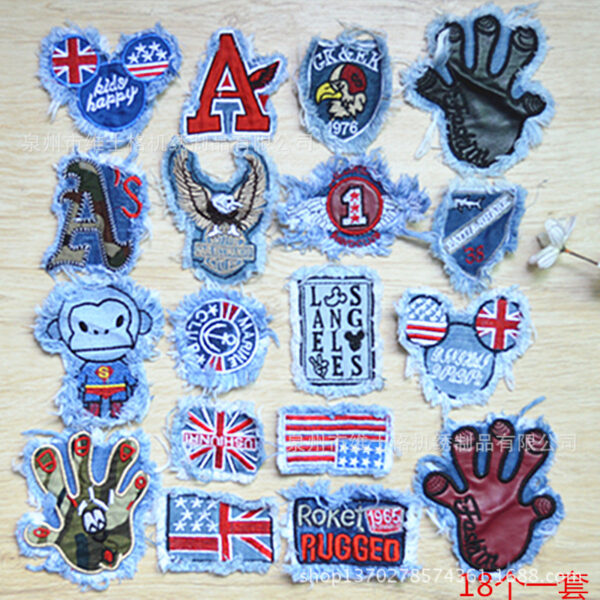 Wholesale Need to Hand-Sewn Denim Raw Edge Cloth Patches, Kidsren's Clothing Patch Patches, Jeans Knee Patches, Washable Appliques