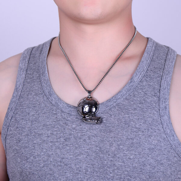 Wholesale Football Pendant Retro Men's Stainless Steel Chain Necklace