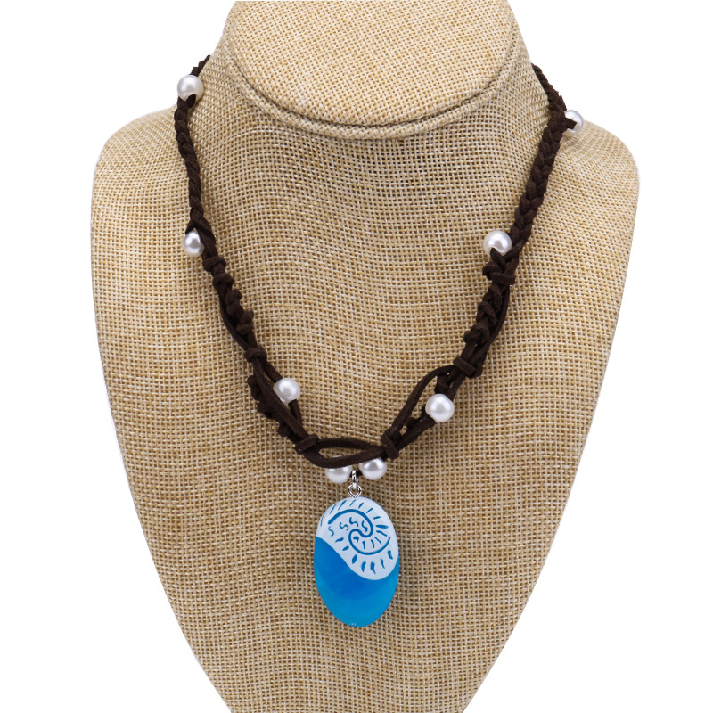Wholesale Ocean Geometric Hollow Knot Blue Pendant Necklace