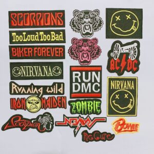 21519837063_1474147883 Wholesale 10pcs Colorful Clothes Patch Punk Badge Badge Badge Cloth Stickers DIY Stickers