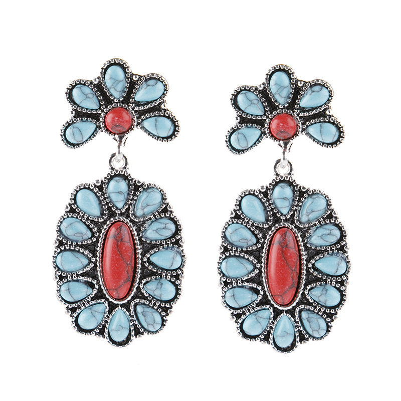 Wholesale 925 Sier Plated Turquoise Earrings Exaerated Ear ops