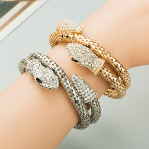 Wholesale Punk style snake shaped winding rhinestone retro bracelet
