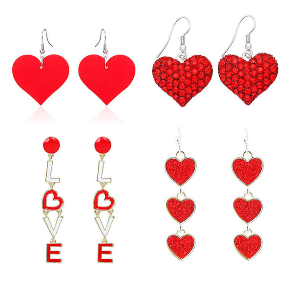 Wholesale love red heart Valentine's Day earrings love letters