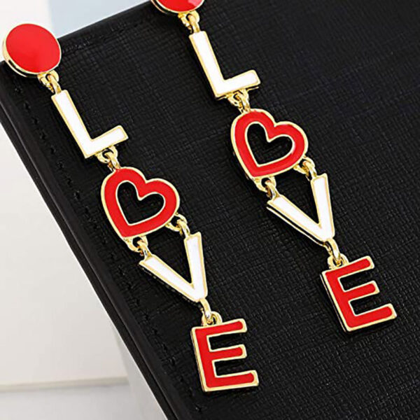 Wholesale love red heart Valentine's Day earrings love letters