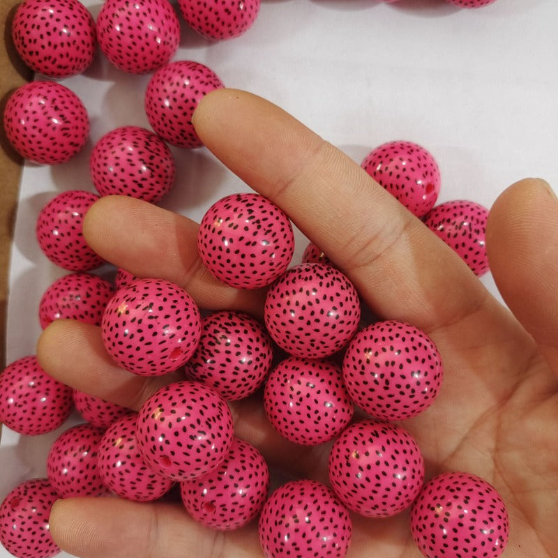 Wholesale 20MM Rose Red Pit Printed Beads