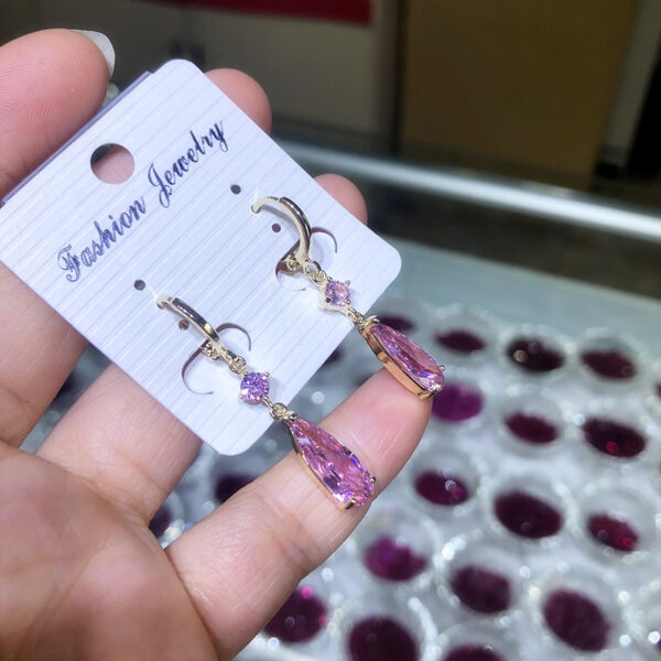 Wholesale Purple crystal teardrop earrings
