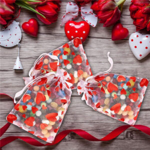 Wholesale Valentine's Day Red Bronzing Gift Gauze Bag