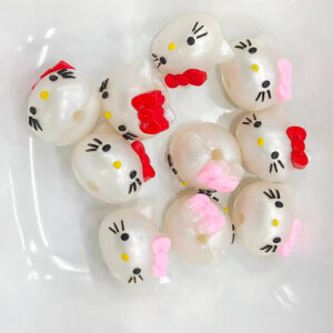 Wholesale 10pcs 3D Cute Pink and Red Cats Silicone Beads Focal Beads OLY Exclusive