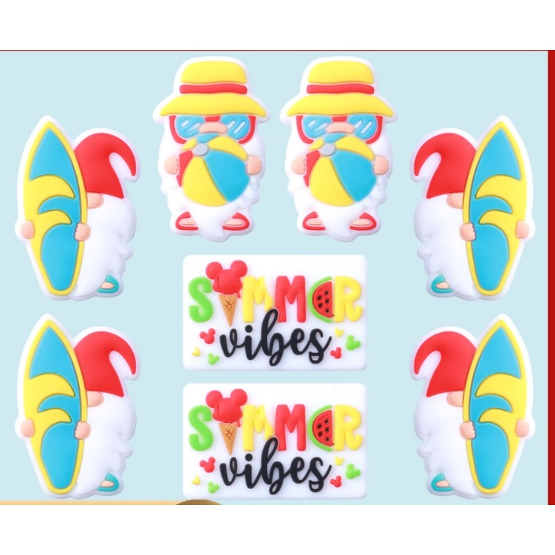 Wholesale Summer Theme Gnome Cartoon Alphabet Silicone Beads