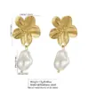 304 Stainless Steel Flower Electroplating Stone-Free Imitation Gold Exaggerated Pastoral Streetwear Ear Studs