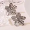 304 Stainless Steel Flower Electroplating Stone-Free Imitation Gold Exaggerated Pastoral Streetwear Ear Studs