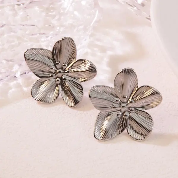 304 Stainless Steel Flower Electroplating Stone-Free Imitation Gold Exaggerated Pastoral Streetwear Ear Studs