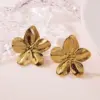 304 Stainless Steel Flower Electroplating Stone-Free Imitation Gold Exaggerated Pastoral Streetwear Ear Studs
