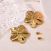 304 Stainless Steel Flower Electroplating Stone-Free Imitation Gold Exaggerated Pastoral Streetwear Ear Studs