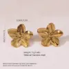 304 Stainless Steel Flower Electroplating Stone-Free Imitation Gold Exaggerated Pastoral Streetwear Ear Studs