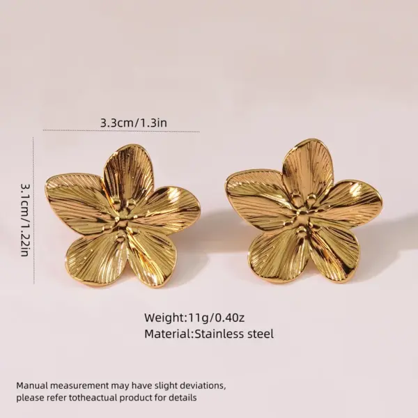 304 Stainless Steel Flower Electroplating Stone-Free Imitation Gold Exaggerated Pastoral Streetwear Ear Studs