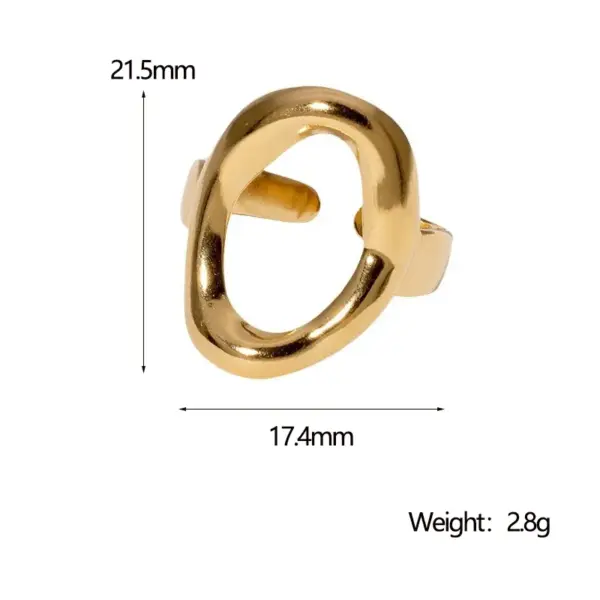 304 Stainless Steel Geometric PVD Coated Stone-Free Real Gold Plated Modern Style Simple Style IG Style Waterproof Non Tarnish Open Rings