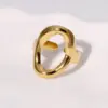 304 Stainless Steel Geometric PVD Coated Stone-Free Real Gold Plated Modern Style Simple Style IG Style Waterproof Non Tarnish Open Rings