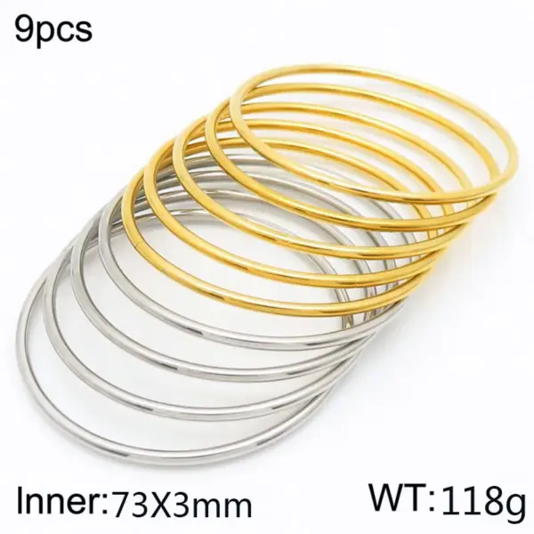 304-Stainless-Steel-Round-Electroplating-18K-Gold-Plated-Simple-Style-Waterproof-Non-Tarnish-Round-Bangle-main-image-8-1 304 Stainless Steel Round Electroplating 18K Gold Plated Simple Style Waterproof Non Tarnish Round Bangle