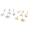 316L Stainless Steel Copper Ear Cartilage Rings & Studs Animal Waterproof Non Tarnish Surgical Steel Women'S