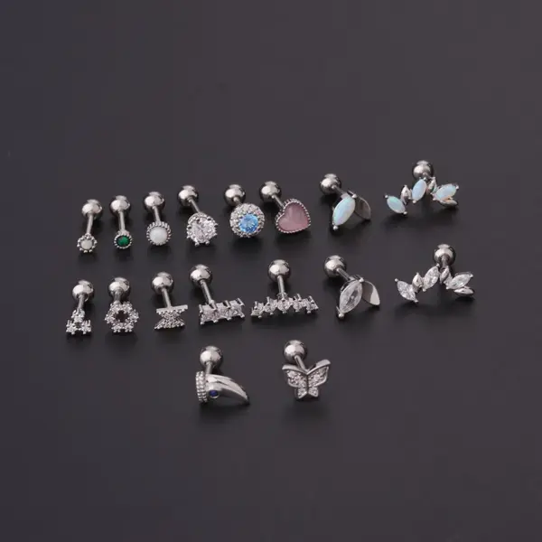 316L Stainless Steel Copper Ear Cartilage Rings & Studs Geometric Waterproof Non Tarnish Surgical Steel Women'S