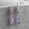 Wholesale Purple crystal teardrop earrings
