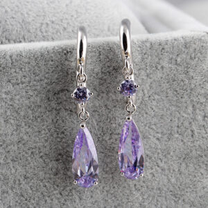 Wholesale Purple crystal teardrop earrings