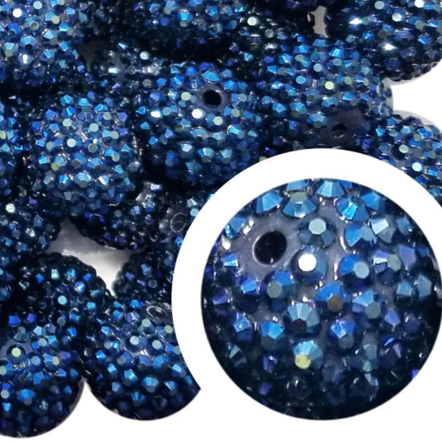 Wholesale 20MM Resin Ink Blue AB Color Diamond Ball Beads