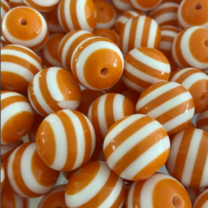 Wholesale 5pcs 20MM Resin Stripe Beads DIY Orange Stripe Resin Beads