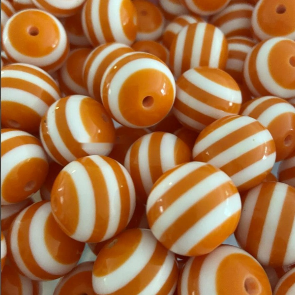 Wholesale 5pcs 20MM Resin Stripe Beads DIY Orange Stripe Resin Beads