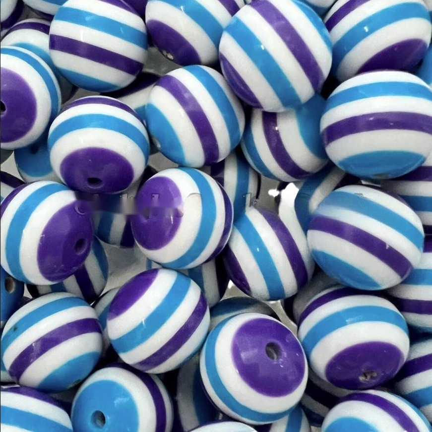 Wholesale 20MM Mermaid Style Resin Stripe Beads DIY Three Color Stripe Resin Beads