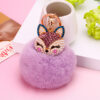 Wholesale Creative Water Diamond Fox Head Hairball Keychain