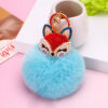 Wholesale Creative Water Diamond Fox Head Hairball Keychain