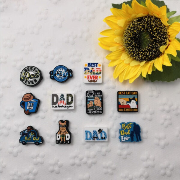 Wholesale New Cartoon Creative Father's Day Series Silicone Beads  10pcs/pack