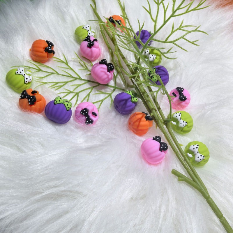 Wholesale Multi-color 3D Pumpkin Braid Silicone Cartoon Beads