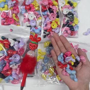 Wholesale Mix 40pcs UV Coated Acrylic Cartoon Head Macaron Color Straight Hole Beads or 10pcs 3D Strawberry Silicone Focal Beads