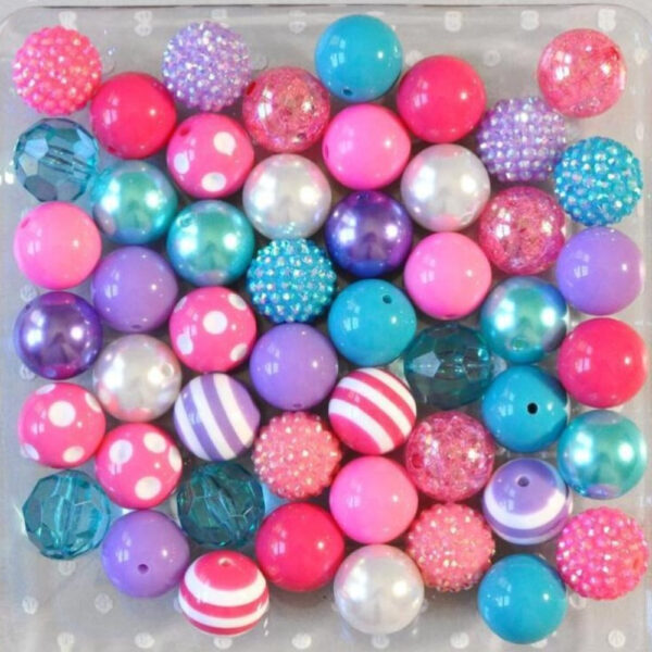 Wholesale 50pcs Blue Green 20MM Acrylic Large Beads Mixed Color Mixed Combination Beads Loose Beads