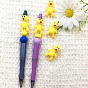 Wholesale 10pcs 3D Yellow Duck Silicone Cartoon Beads
