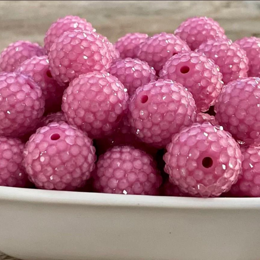 Wholesale 20MM Resin Light Rose Red Diamond Ball Beads