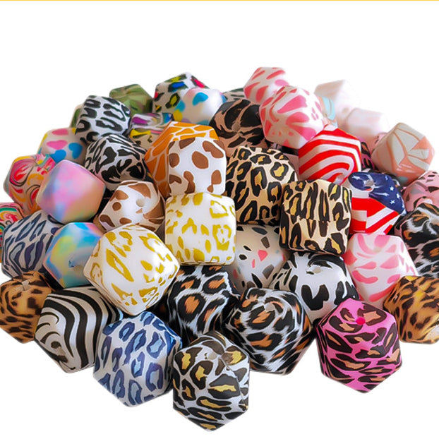 Wholesale Silicone Hexagonal Watermark Octagonal Round Beads