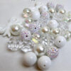 Wholesale 50pcs White with 20MM Acrylic Beads DIY Bow Mixed Beaded Loose Beads Combination