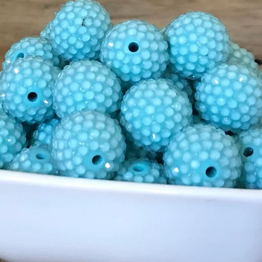 Wholesale 20MM Resin Light Lake Blue Transparent Diamond Ball Beads